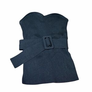 Anthropologie Black Ribbed Strapless Top